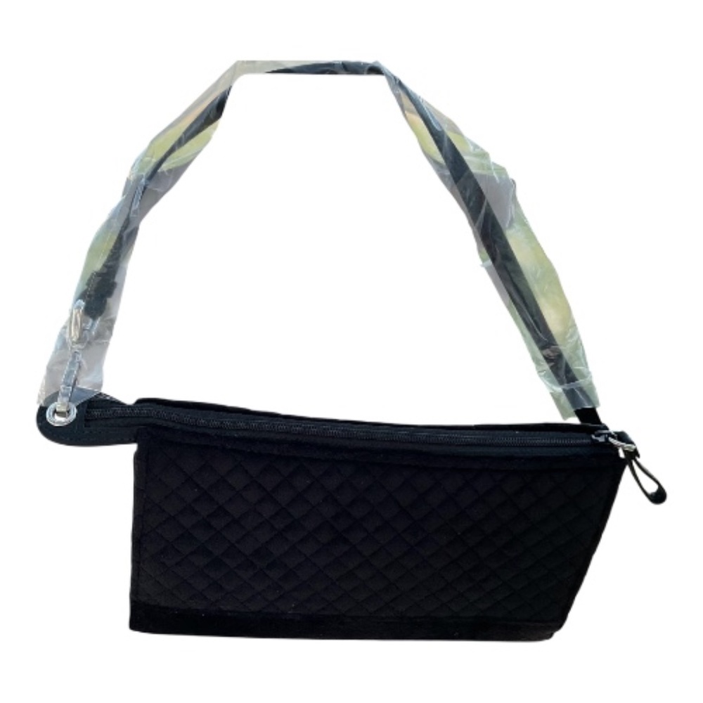 Vera Bradley Wristlet Black Velvet Iconic RFID Slim Faux leather trim strap New